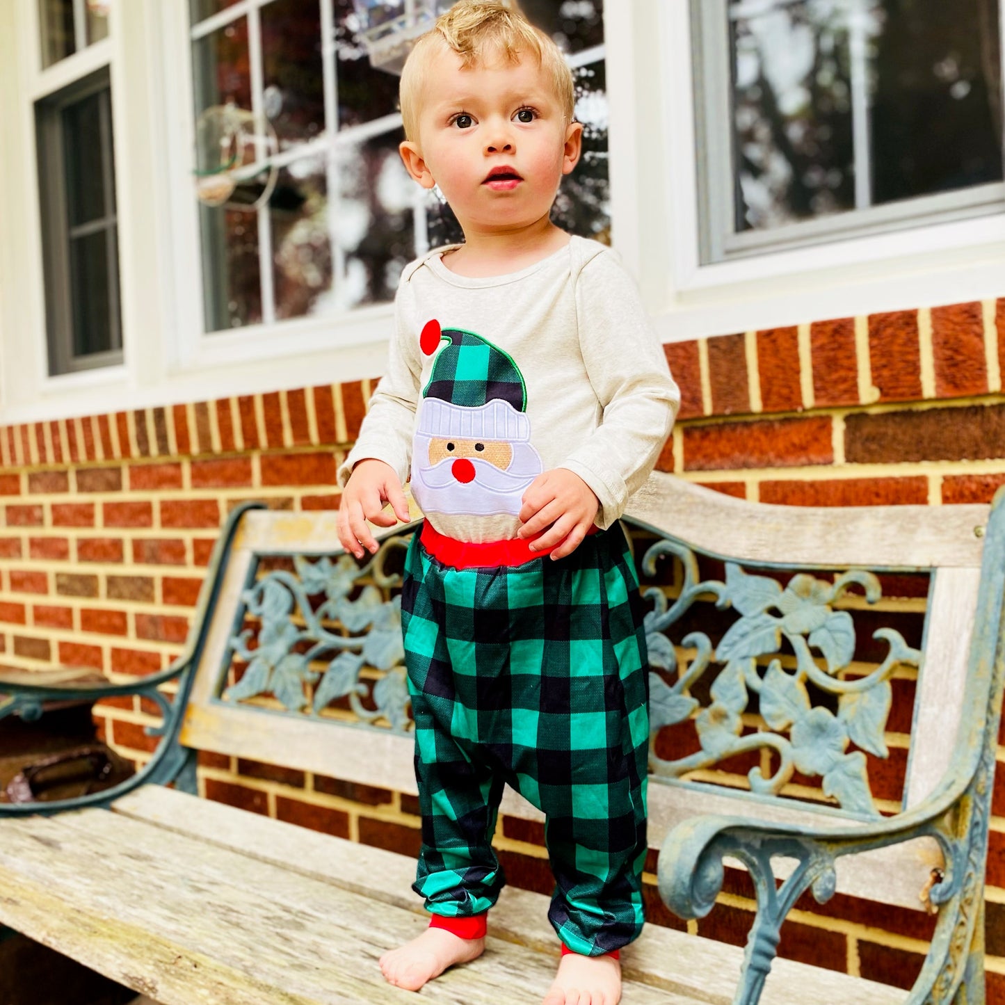 Baby Boys Holiday Santa Claus Christmas Plaid Cotton 2 pc Set Al Limited Outfit-1