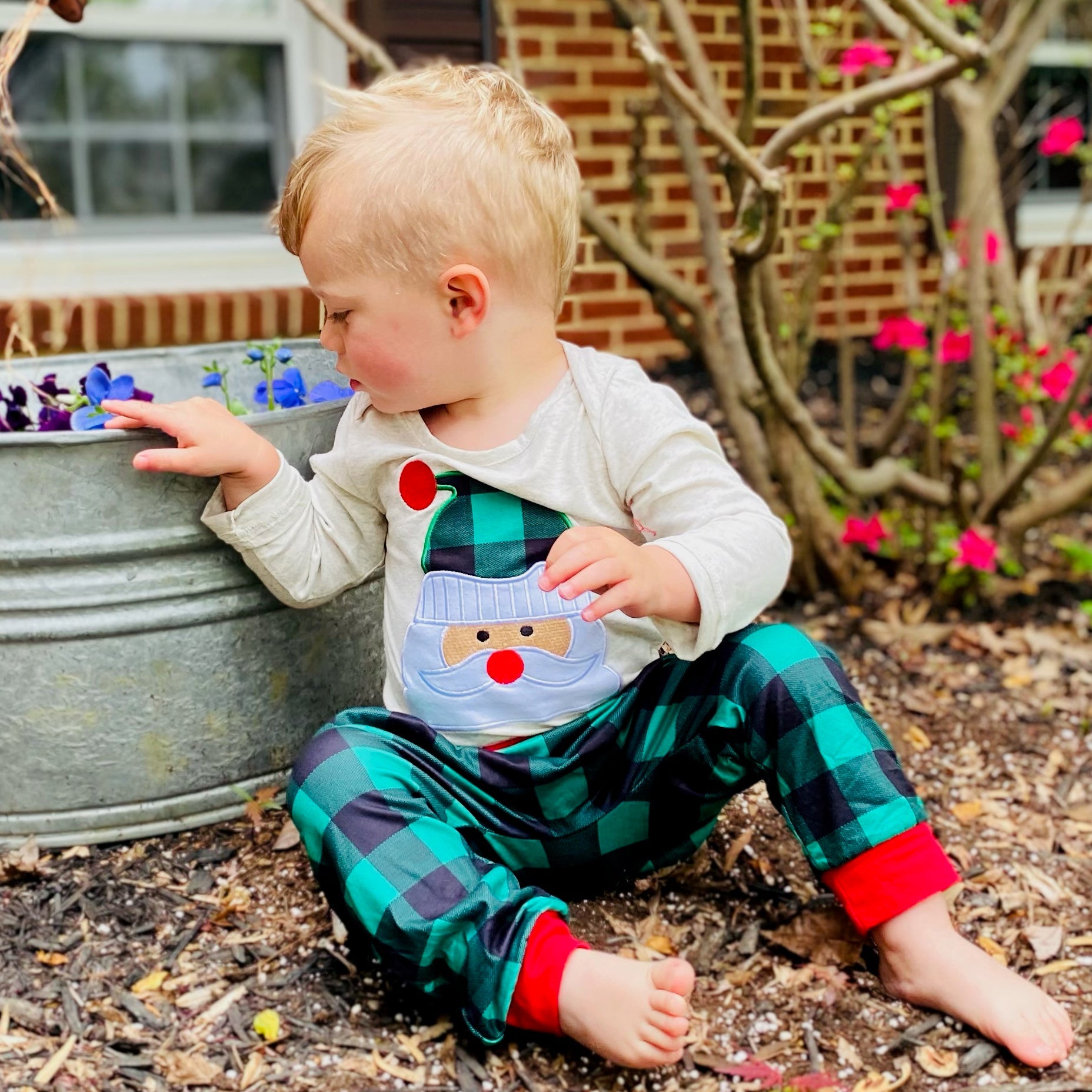 Baby Boys Holiday Santa Claus Christmas Plaid Cotton 2 pc Set Al Limited Outfit-3