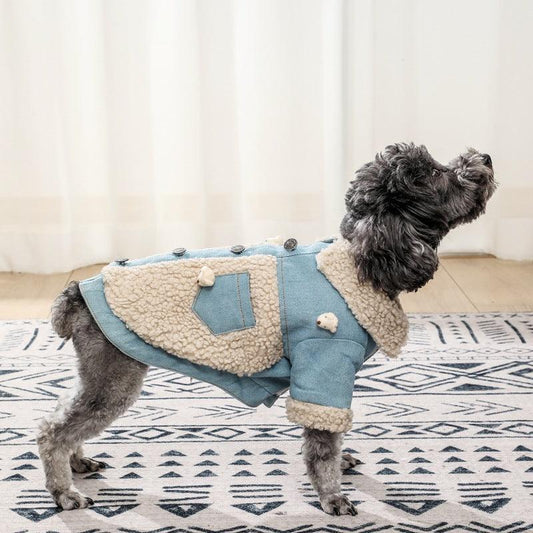 Cozy Denim And Fleece Two-Legged Dog Clothes - Perfect For Small To Medium Dogs