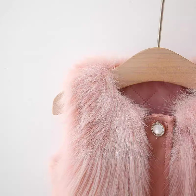 Adorable Infant Baby Girls Sleeveless Single Breasted Sweater Beaded Vest-3